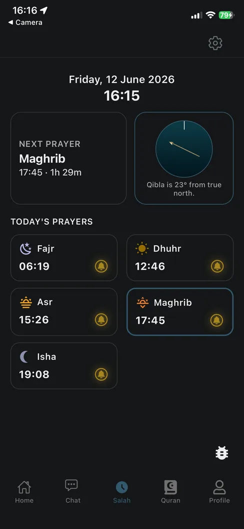 Ilm prayer times screen